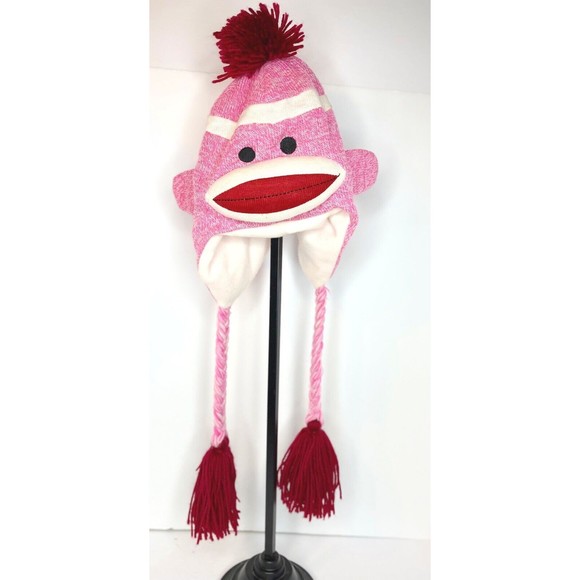 Original Sock Monkey Hat Pink Ages 3 and Up Plushland - Picture 1 of 16